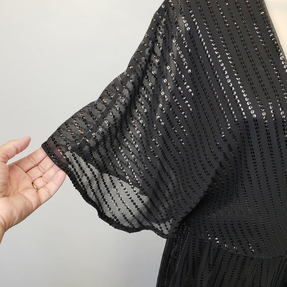 MODCLOTH TWINKLE LIKE STARLIGHT BLACK SEQUIN WIDE LEG JUMPSUIT size small